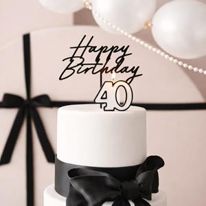 Vela 40 anos Branca com Rebordo Preto, 5 cm