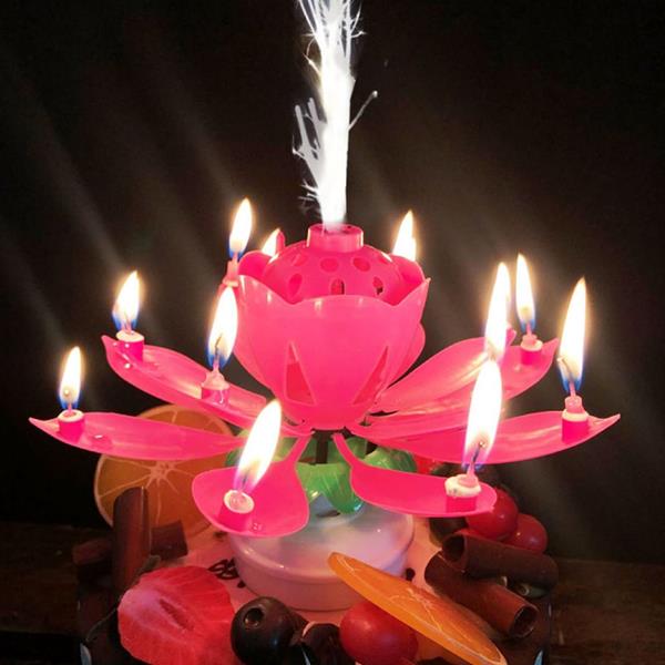 Vela Flor Rosa com Repuxo Sem Fumo