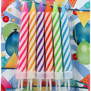 Velas às Riscas Multicolor, 12 unid.