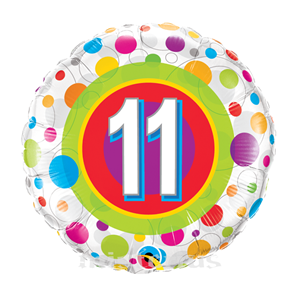 Balão Foil 11 Anos Bolinhas Coloridas