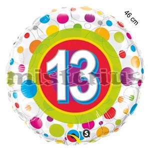 Balao Foil 13 ano bolinhas coloridas
