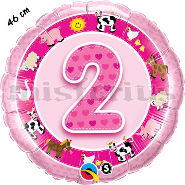 Balão Foil 2 Anos Animais Rosa
