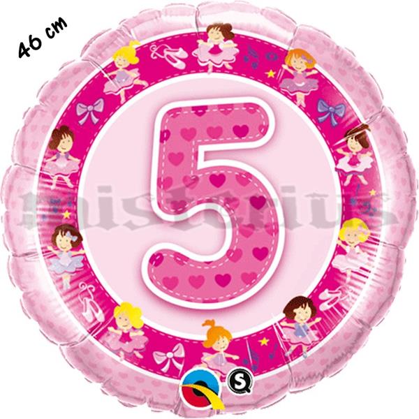 Balão Foil 5 Anos Bailarinas Rosa