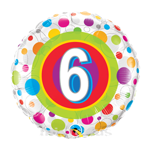 Balao Foil 6 Anos Bolinhas Coloridas