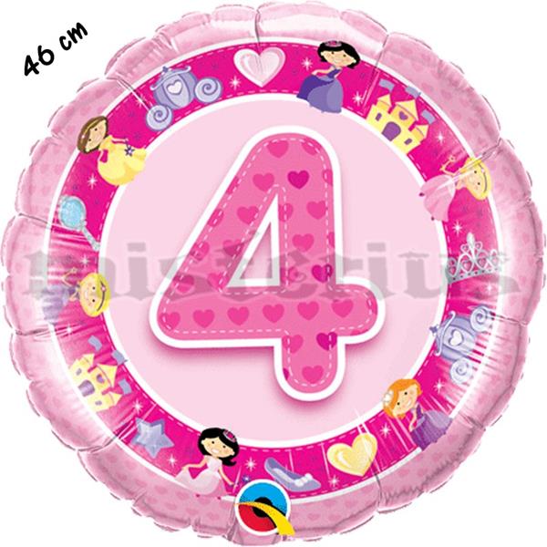 Balão Foil 4 Anos Princesas Rosa