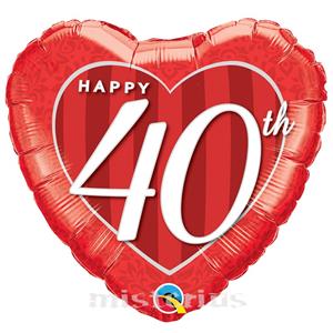 Balão Foil Coração Happy 40 Anos