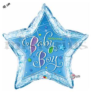 Balão Foil Estrela Welcome Baby Boy