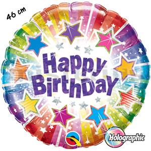 Balao Foil Happy Birthday Estrelas Holog