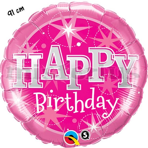 Balão Foil Happy Birthday Rosa 91cm