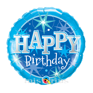 Balao Foil redondo happy birthday azul