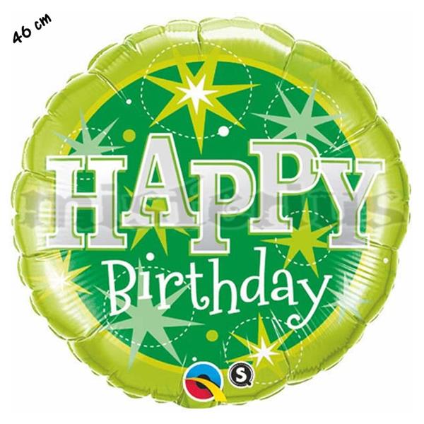 Balão Foil Redondo Happy Birthday Verde
