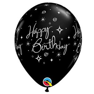 Balao Happy Birthday Preto Latex,6 unid