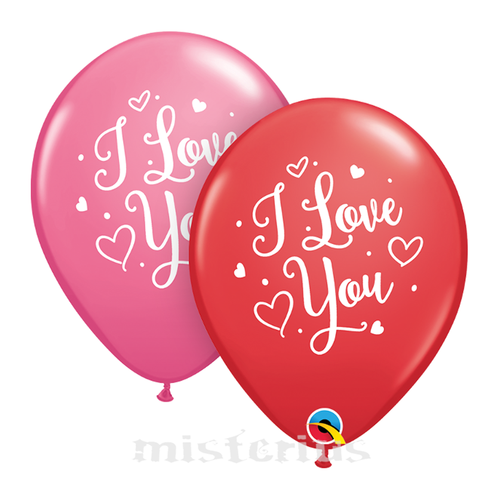 Balão Latex I Love You Corações