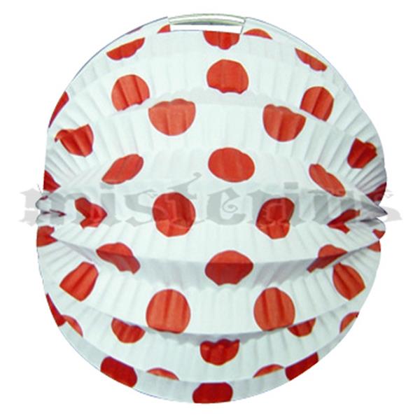 Balão Papel Branco Bolas Vermelhas