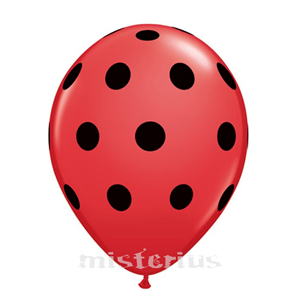Balão Vermelho Bolinhas Pretas, 8 un