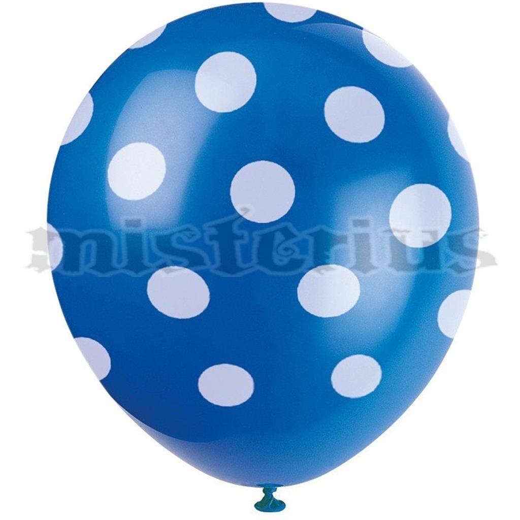 Balões Azuis Bolinhas, 6 unid.