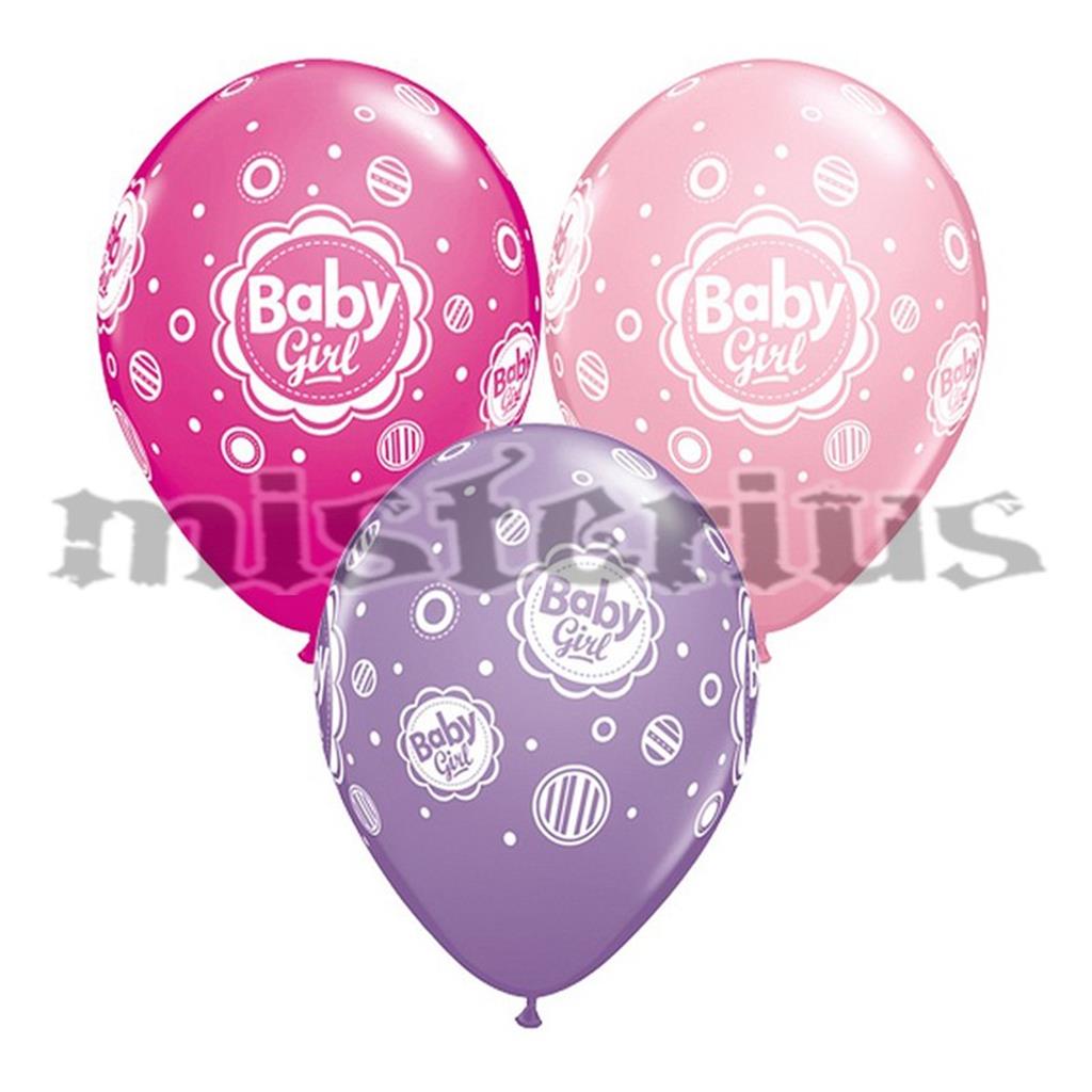 Balões Baby Girl Dots Latex 6unid