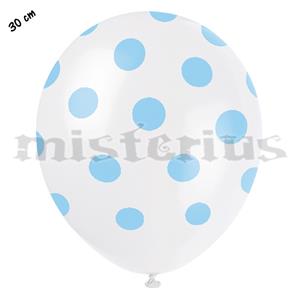 Balões Brancos com Bolinhas Azuis, 8unid