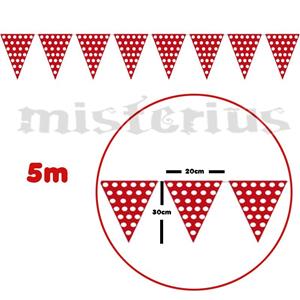 Bandeirolas Vermelhas Bolinhas Brancas 5m