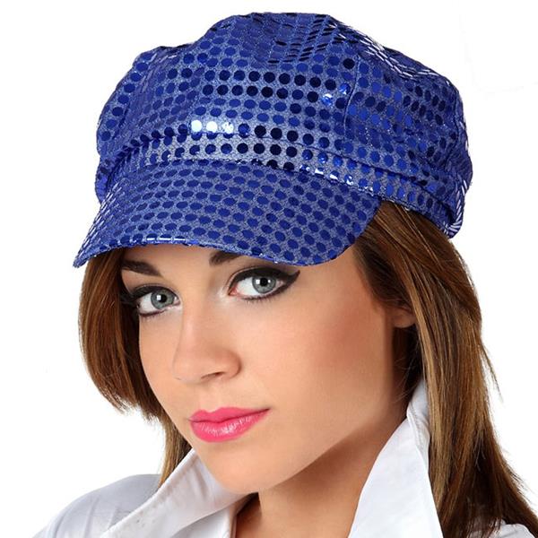 Chapéu Disco Azul com Lantejoulas Chapéu Disco Azul com Lantejoulas