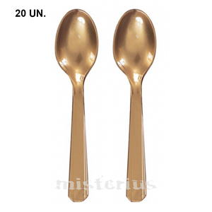 Colher Plástica Dourada, 20 un