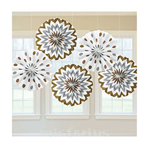 Conjunto Leques Paper Fans Dourados, 5 un