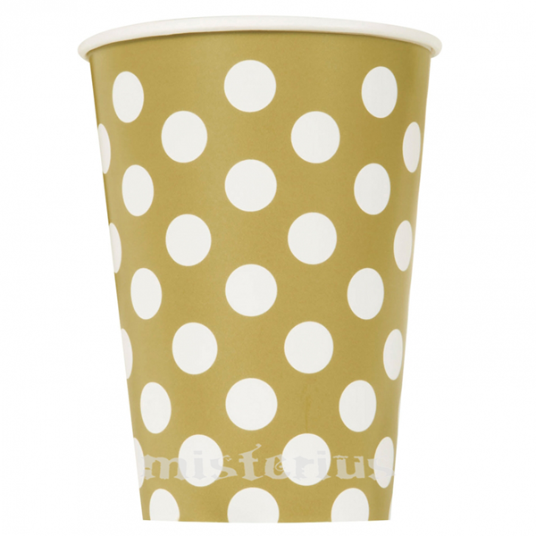 Copos Dourado Bolinhas, 6 Unid.