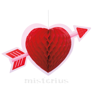 Coração Favo Papel com Flecha