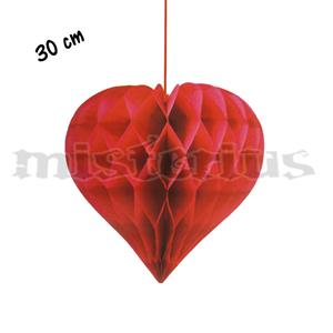 Coração Vermelho Favo Papel, 30cm Coração Vermelho Favo Papel, 30cm