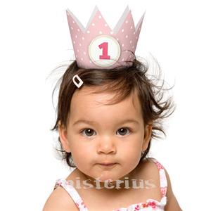 Coroa Bolinhas Menina 1 Aniversário