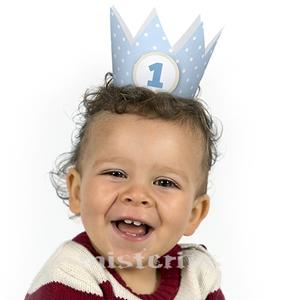 Coroa Bolinhas Menino 1 Aniversário