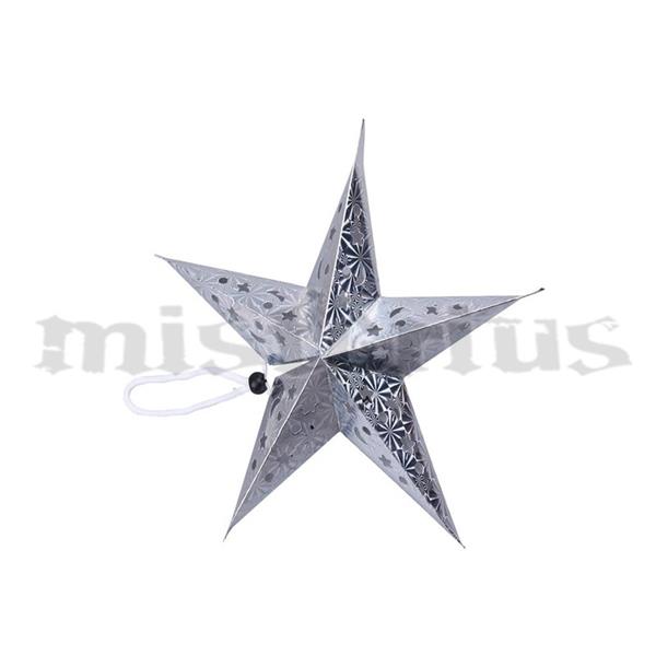 Estrela Prateada Pendurar, 30cm