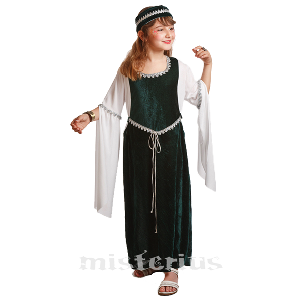 Fato Dama Medieval Verde, Criança