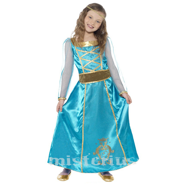 Fato Princesa Azul Medieval, Criança