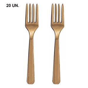 Garfo Plástico Dourado, 20 un