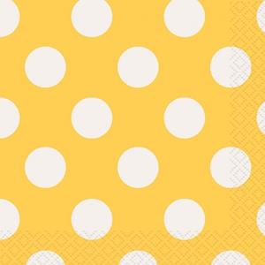 Guardanapos Amarelos Bolinhas, 16 unid.