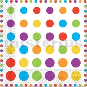 Guardanapos ás bolinhas multicor, 20unid.