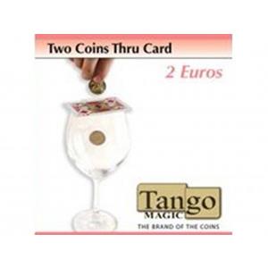 2 moedas atravessam a Carta 2 euros  - Two Coins thru Card 2