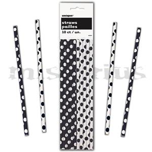 Palhinhas Pretas Bolinhas, 10 unid