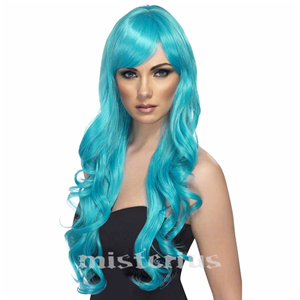 Peruca Comprida Azul Água