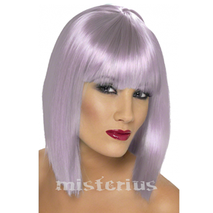 Peruca Curta Lilás Com Franja