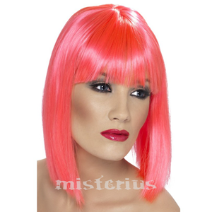 Peruca Curta Rosa Neon