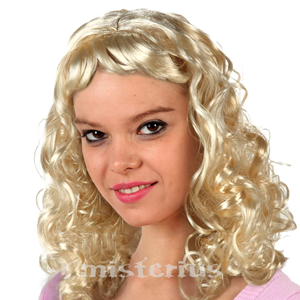 Peruca Encaracolada Loira Com Franja