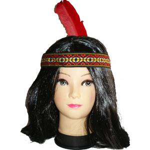 Peruca India com Fita e Pena