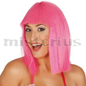 Peruca Média Com Franja Rosa
