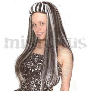 Peruca Preta Branca Comprida