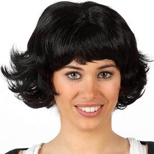 Peruca preta curta com franja