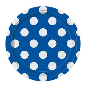 Pratos Azuis Peq. Bolinhas, 8 Unid.