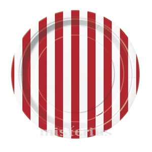 Pratos Riscas Vermelho Peq, 8 Unid