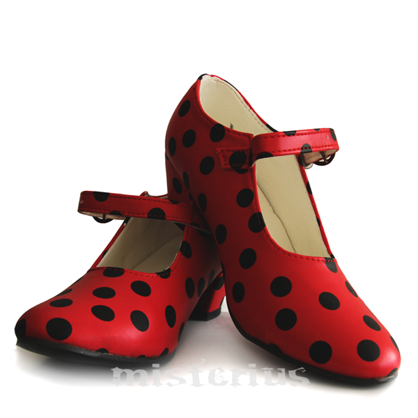Sapatos Sevilhanas Vermelho com Bolinhas Pretas